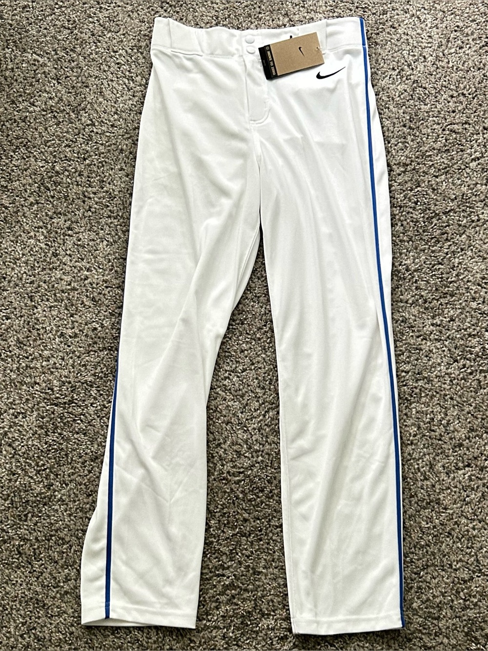 Nike Vapor Select 2 Piped Youth Baseball Pants White Blue Kids XL DX9171-103